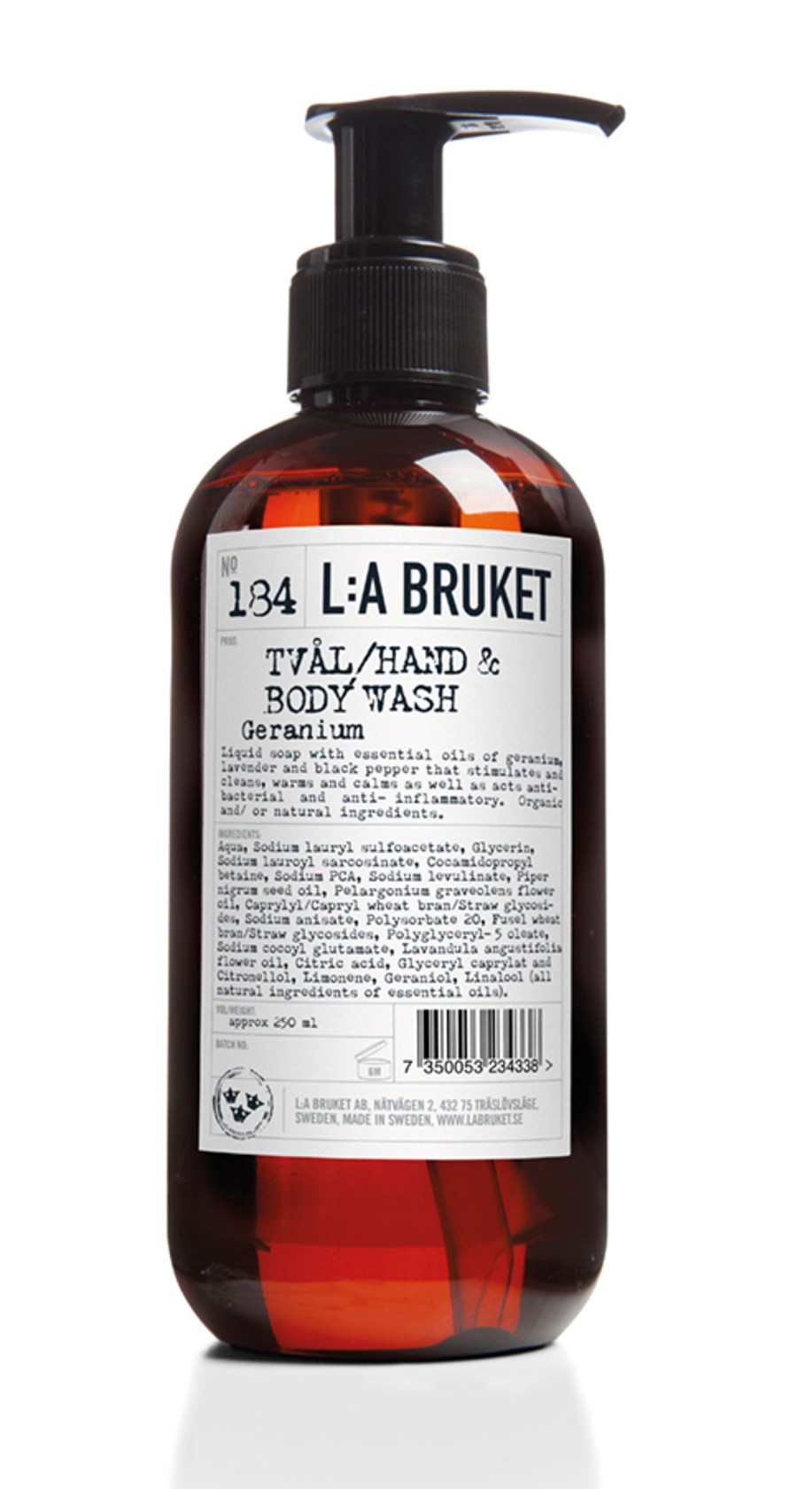 L:A Bruket 184 Hand & Body Wash Geranium Hot